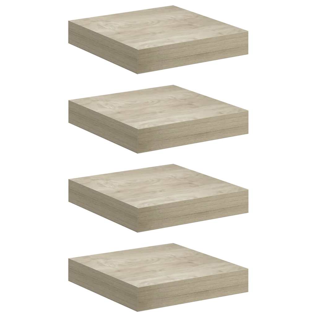Plutajuće zidne police 4 kom boja hrasta 23 x 23,5 x 3,8 cm MDF