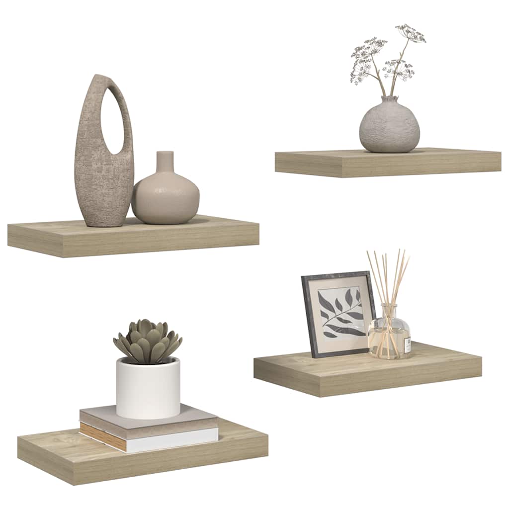 Plutajuće zidne police 4 kom boja hrasta 40 x 23 x 3,8 cm MDF