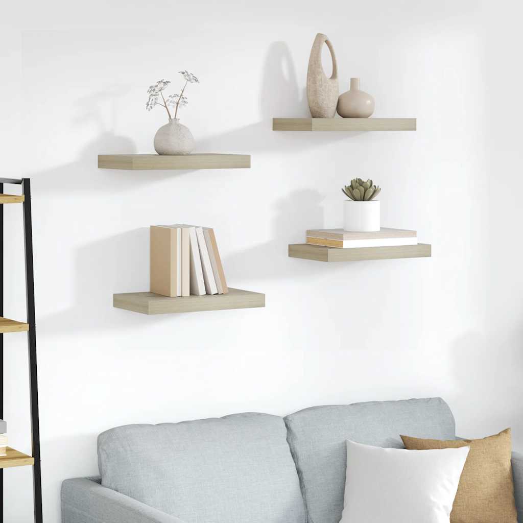 Plutajuće zidne police 4 kom boja hrasta 40 x 23 x 3,8 cm MDF