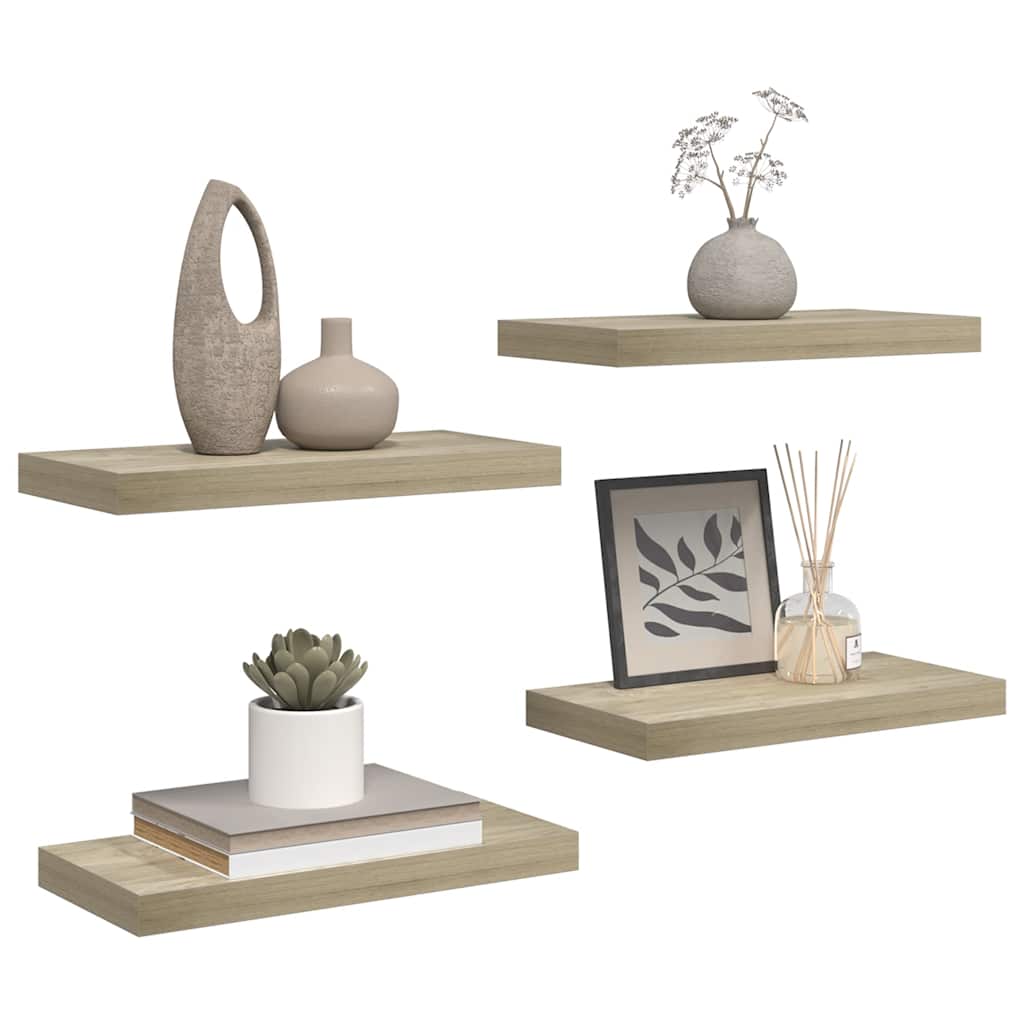 Plutajuće zidne police 4 kom boja hrasta 50 x 23 x 3,8 cm MDF