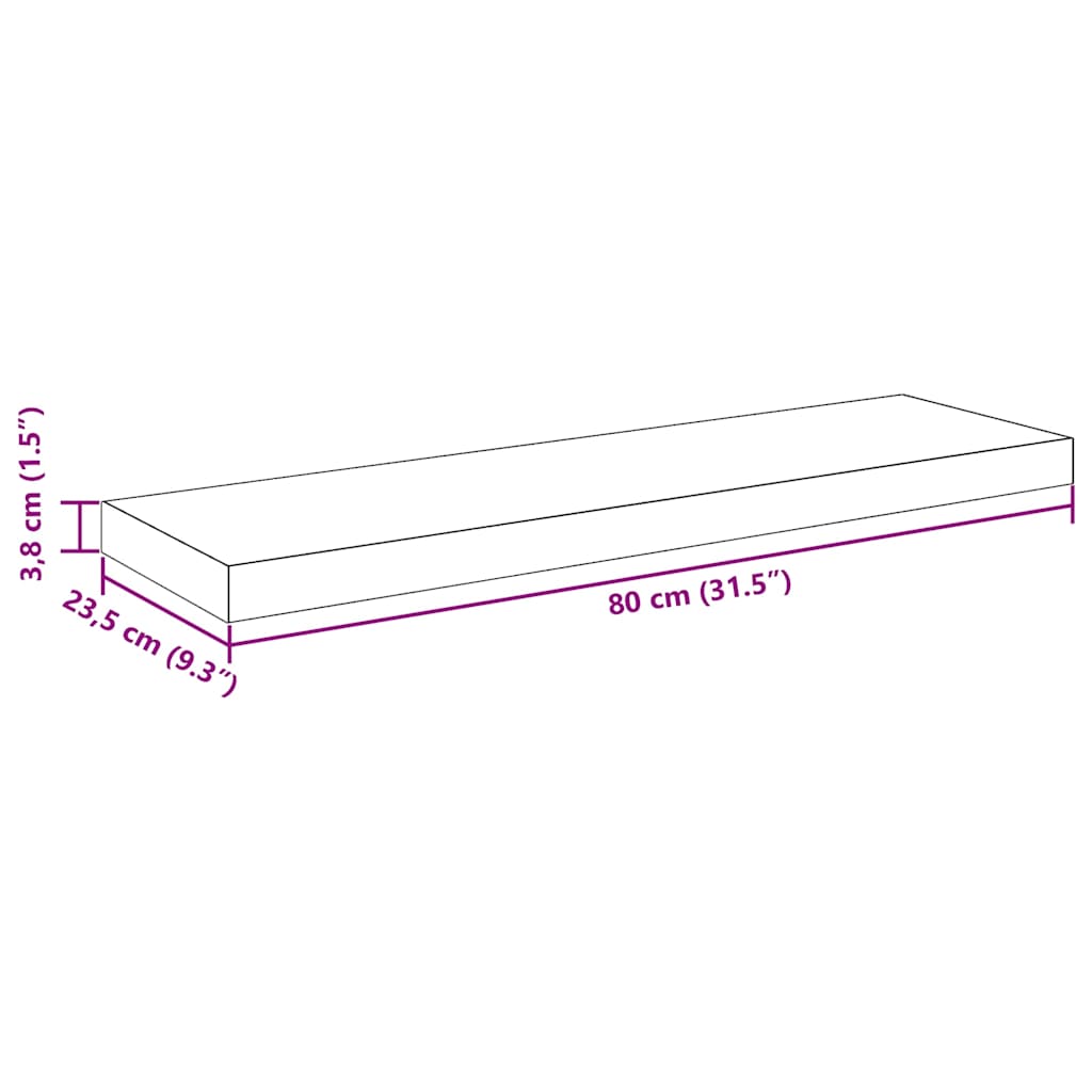 Plutajuća zidna polica boja hrasta 80 x 23,5 x 3,8 cm MDF