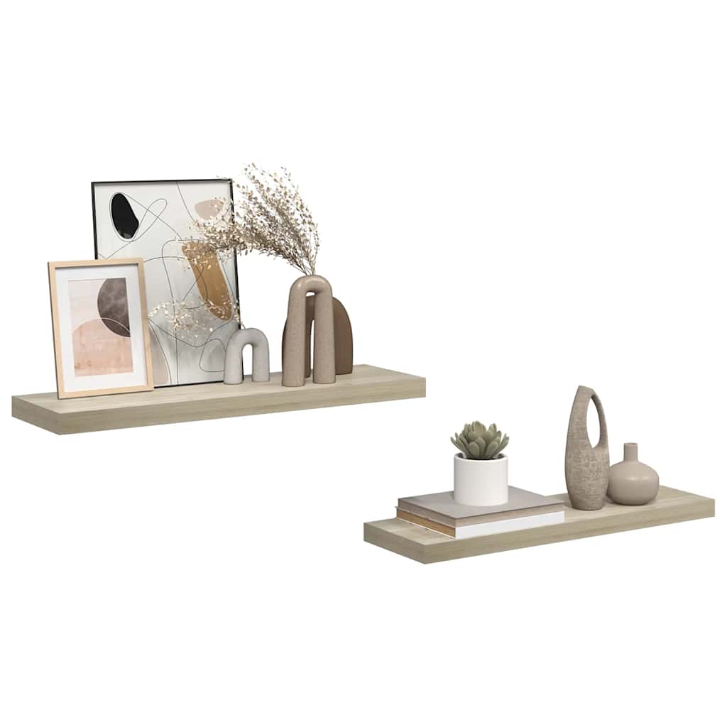 Plutajuće zidne police 2 kom boja hrasta 80 x 23,5 x 3,8 cm MDF