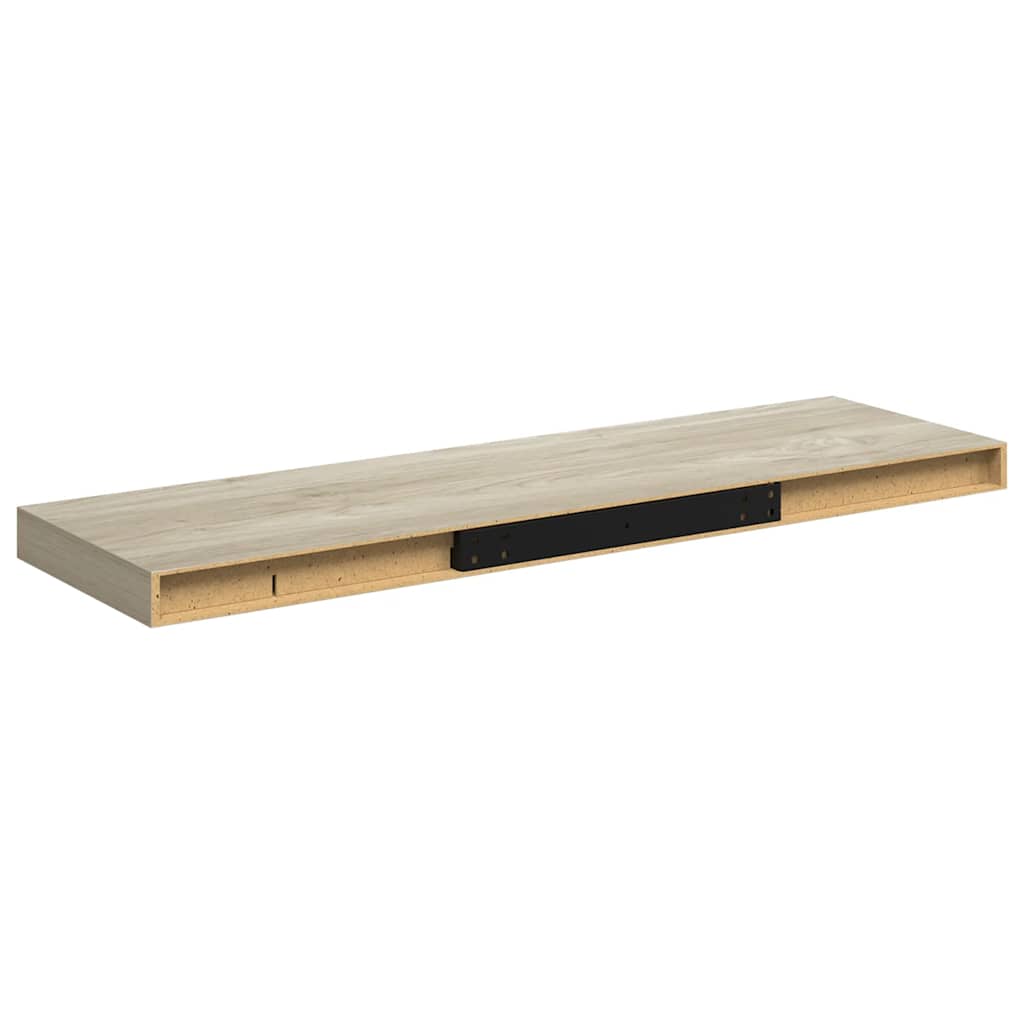 Plutajuće zidne police 2 kom boja hrasta 80 x 23,5 x 3,8 cm MDF