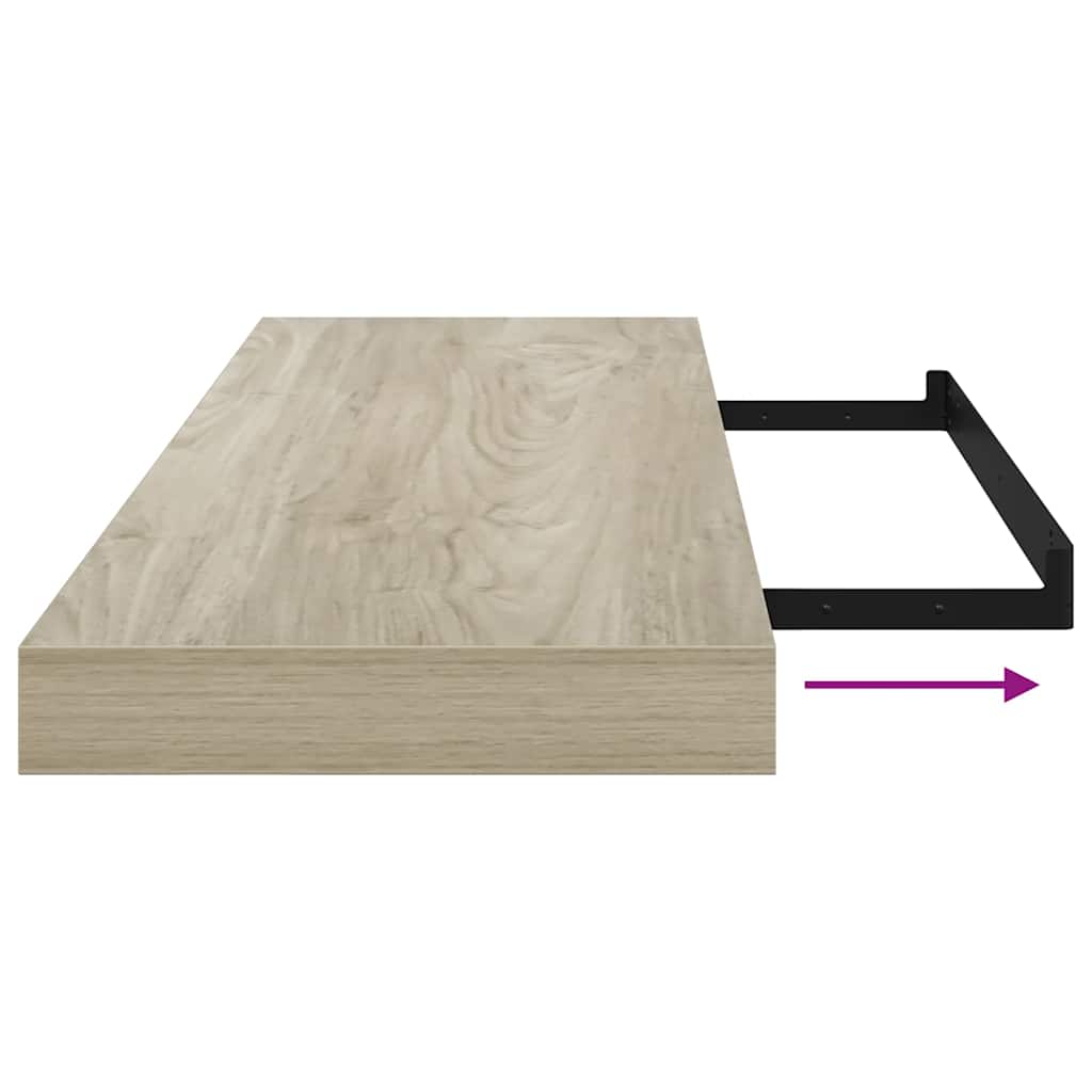 Plutajuće zidne police 2 kom boja hrasta 80 x 23,5 x 3,8 cm MDF