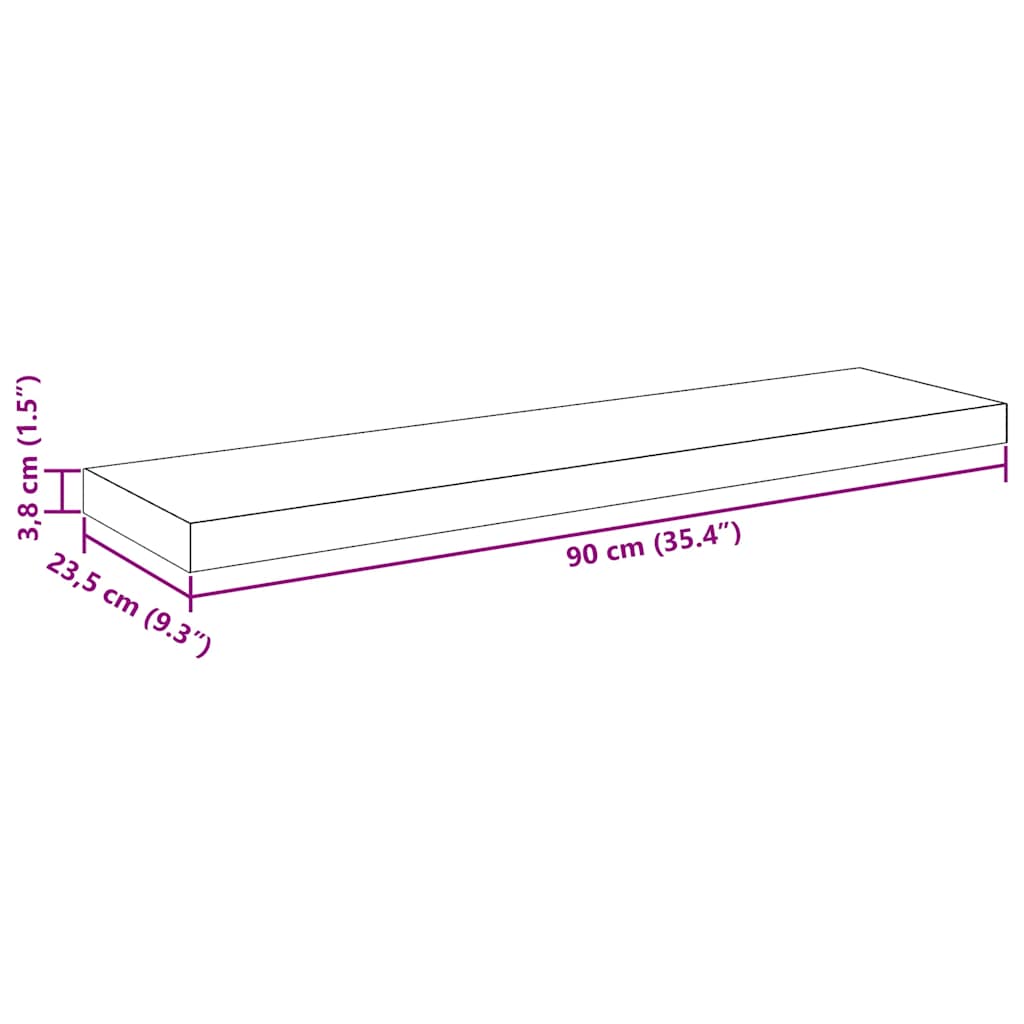 Plutajuća zidna polica boja hrasta 90 x 23,5 x 3,8 cm MDF