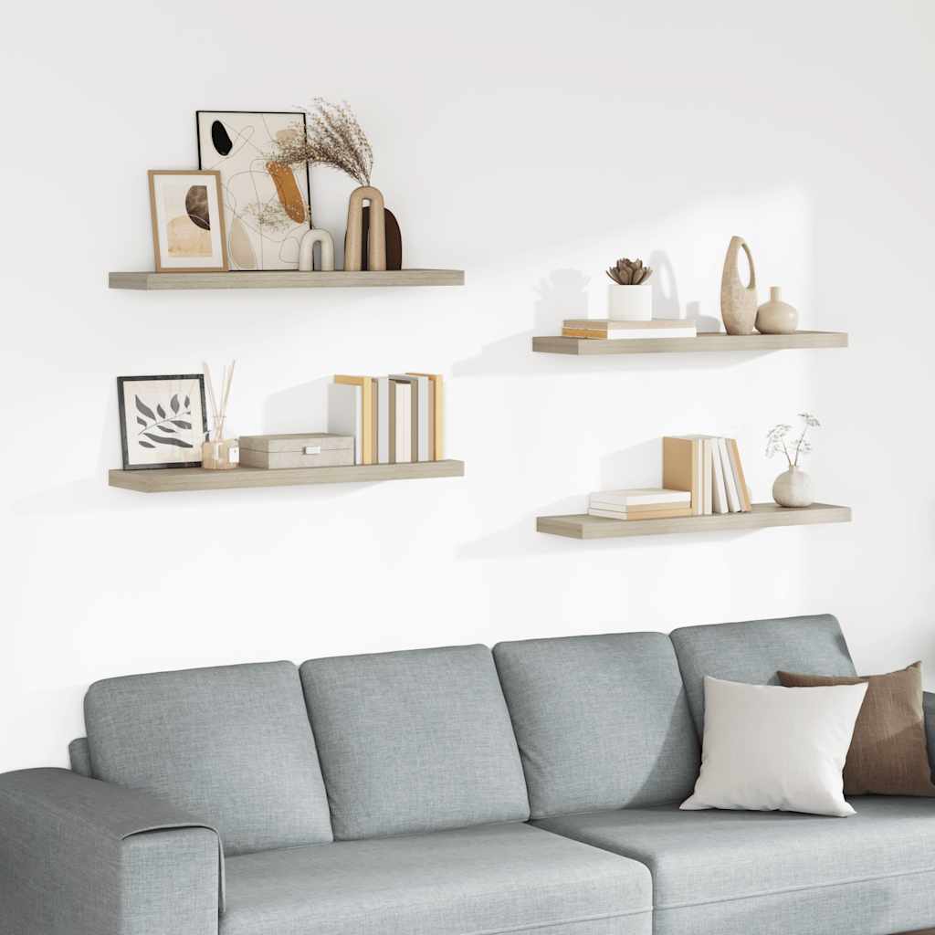 Plutajuće zidne police 4 kom boja hrasta 90 x 23,5 x 3,8 cm MDF
