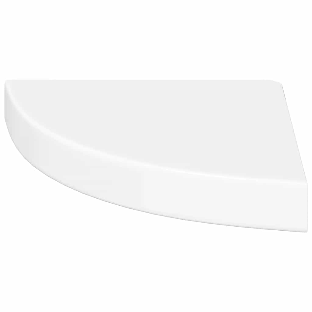 Plutajuća kutna polica visoki sjaj bijela 25x25x3,8 cm MDF