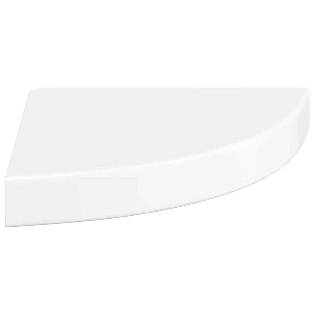 Plutajuća kutna polica visoki sjaj bijela 25x25x3,8 cm MDF
