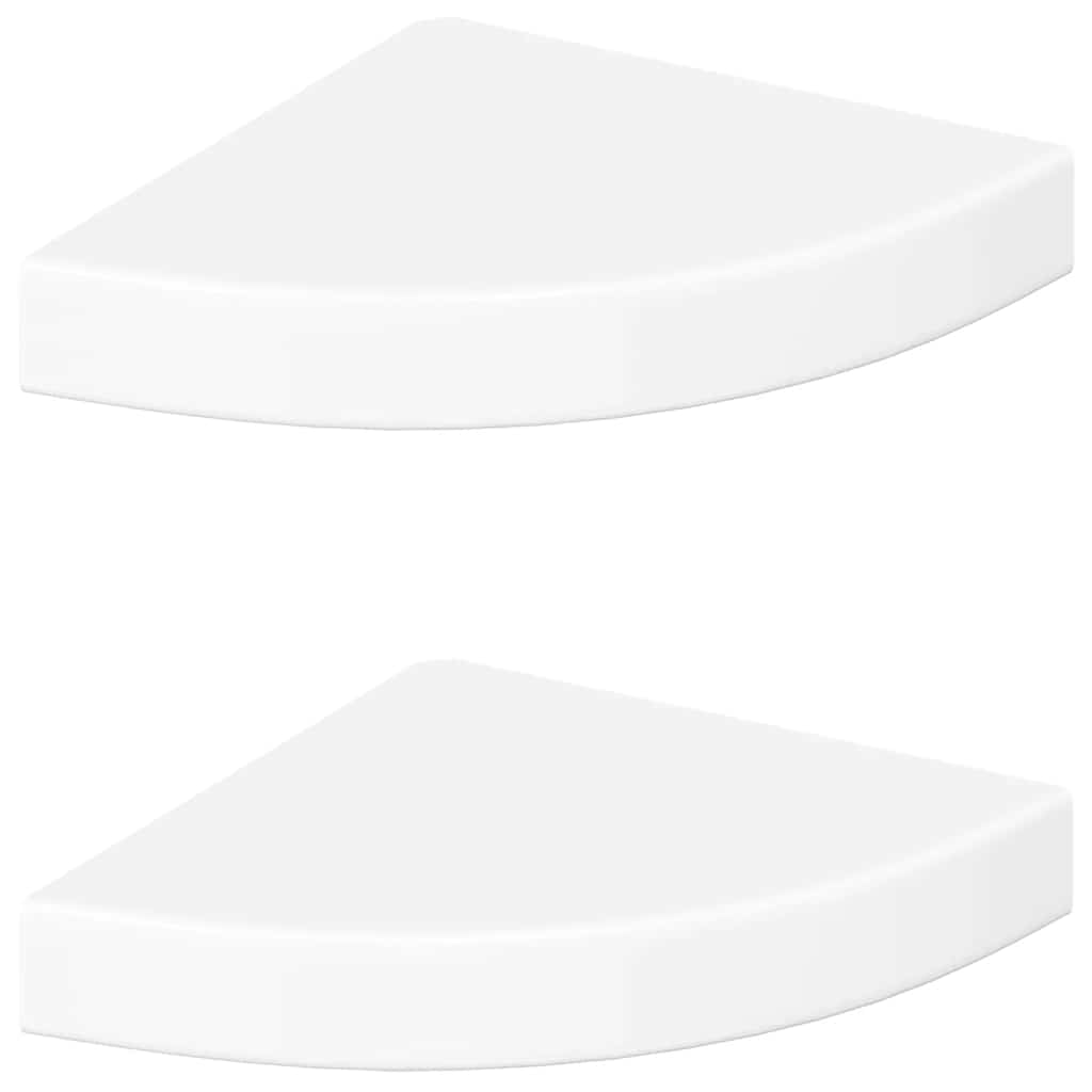 Plutajuće kutne police 2 kom. visoki sjaj bijele 25x25x3,8 cm MDF