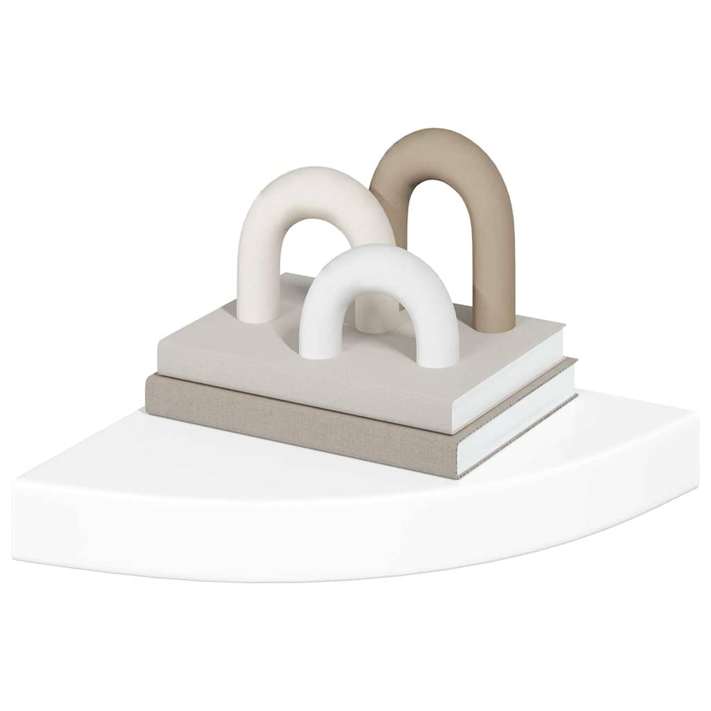 Plutajuće kutne police 2 kom. visoki sjaj bijele 25x25x3,8 cm MDF