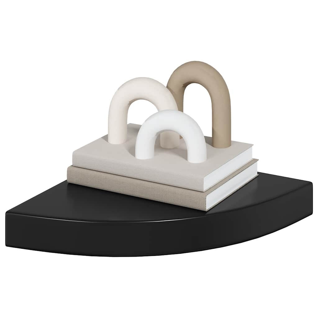323891  Floating Corner Shelves 4 pcs High Gloss Black 25x25x3,8 cm MDF