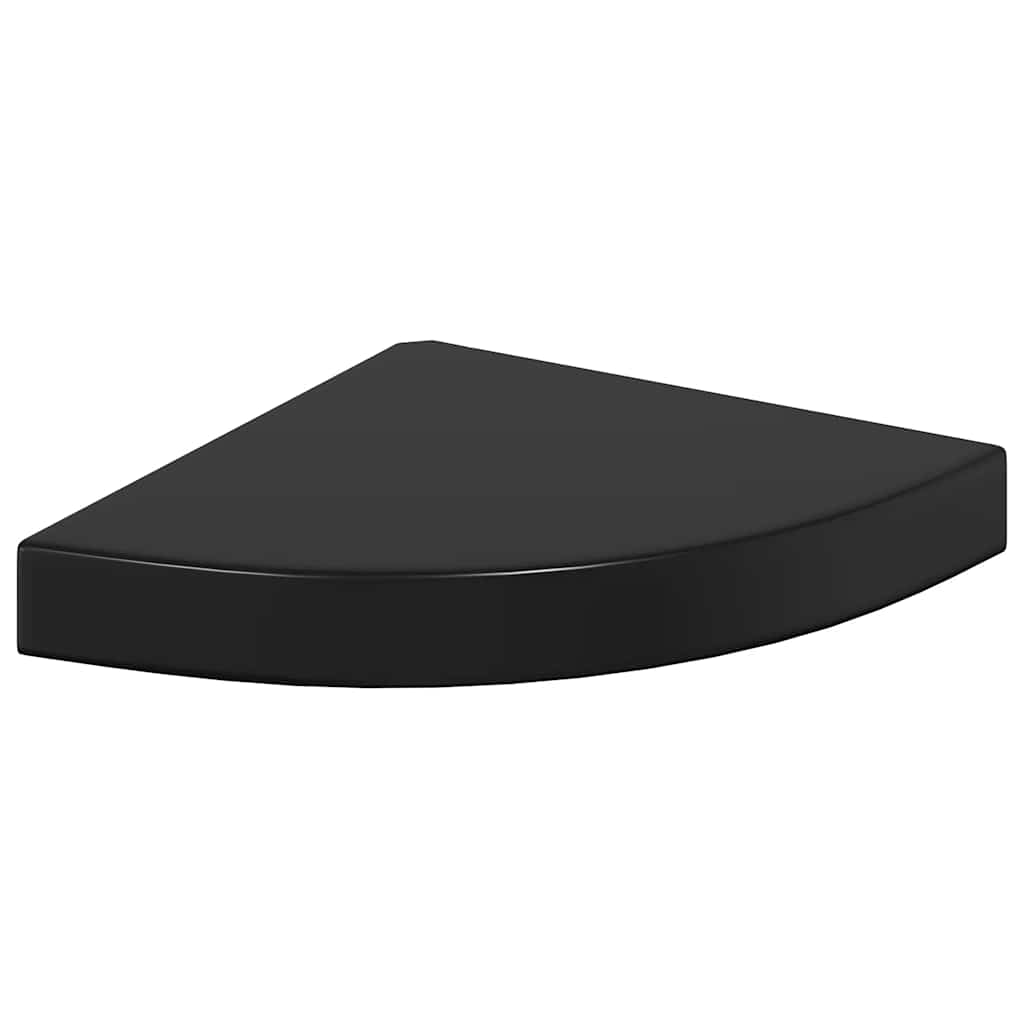 323891  Floating Corner Shelves 4 pcs High Gloss Black 25x25x3,8 cm MDF