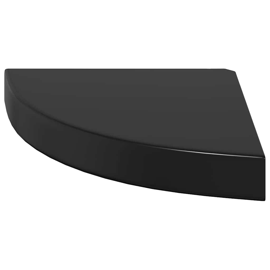 323891  Floating Corner Shelves 4 pcs High Gloss Black 25x25x3,8 cm MDF