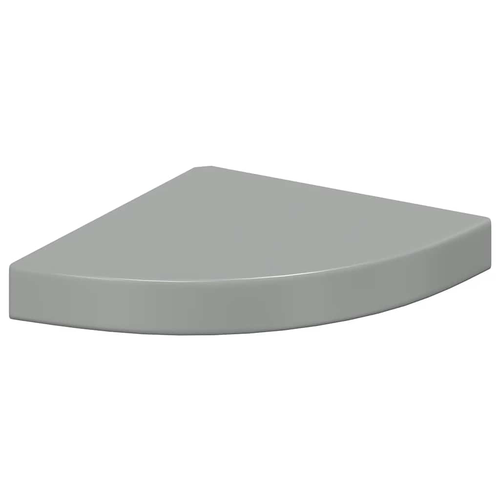 Plutajuća kutna polica visoki sjaj siva 25 x 25 x 3,8 cm MDF