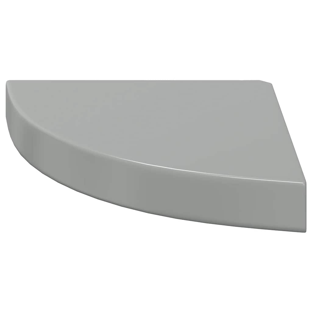 Plutajuća kutna polica visoki sjaj siva 25 x 25 x 3,8 cm MDF