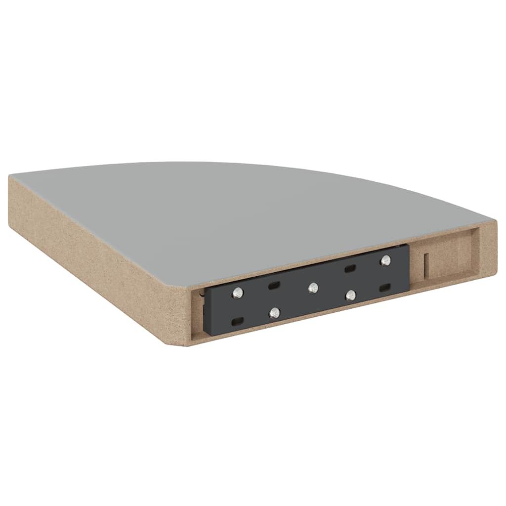 Plutajuća kutna polica visoki sjaj siva 25 x 25 x 3,8 cm MDF
