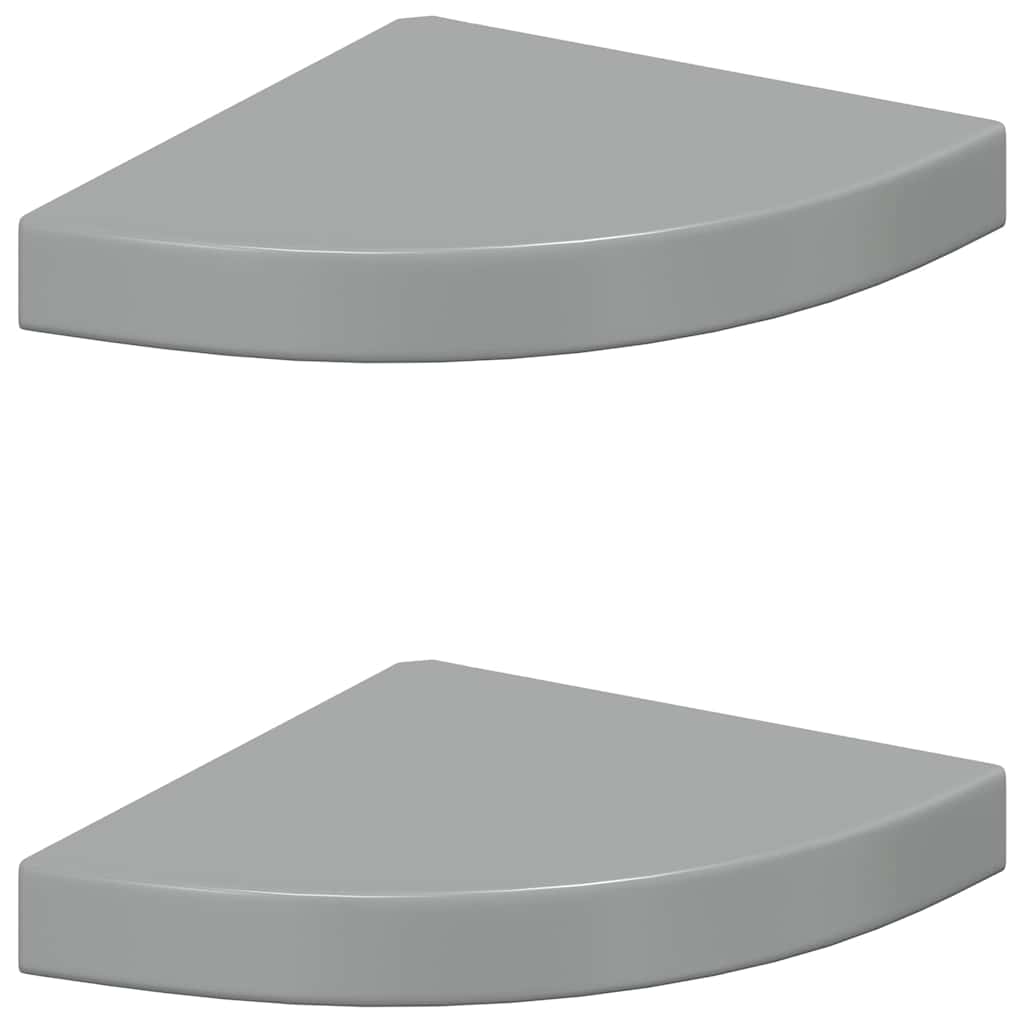 Plutajuće kutne police 2 kom sjajne sive 25 x 25 x 3,8 cm MDF