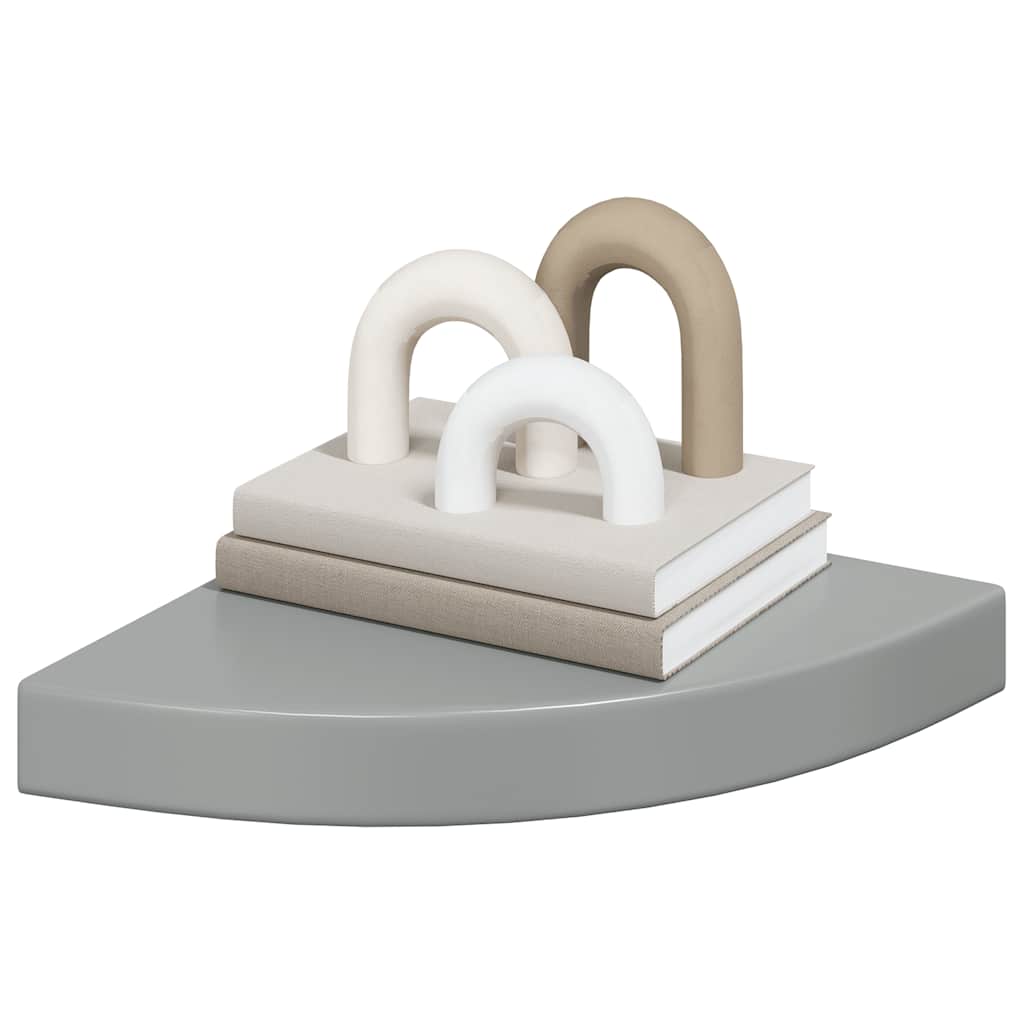 Plutajuće kutne police 2 kom sjajne sive 25 x 25 x 3,8 cm MDF