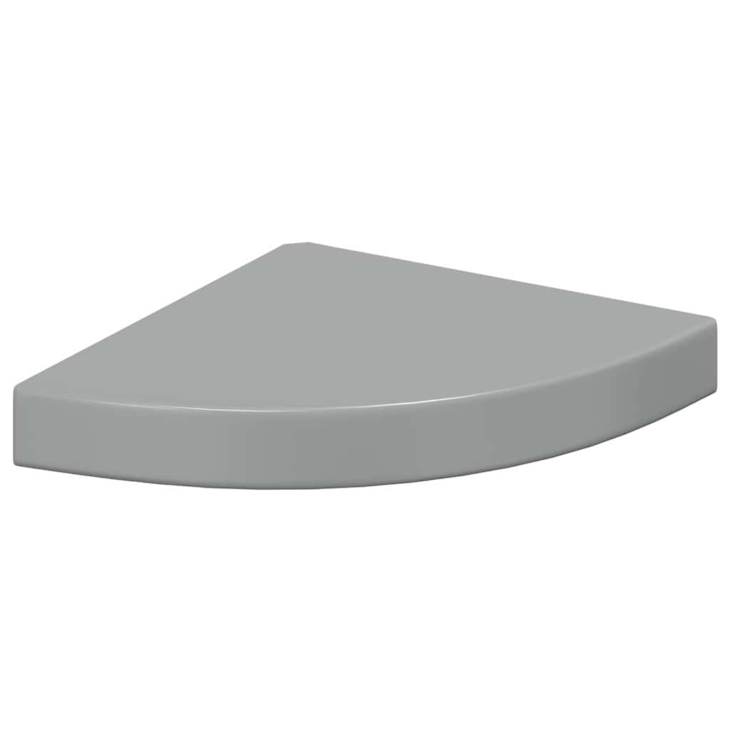 Plutajuće kutne police 2 kom sjajne sive 25 x 25 x 3,8 cm MDF