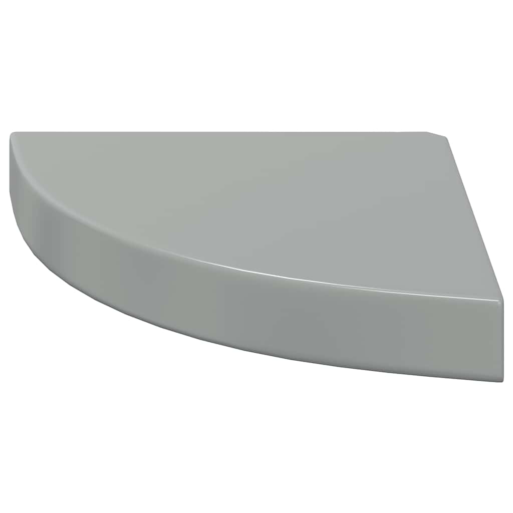 Plutajuće kutne police 2 kom sjajne sive 25 x 25 x 3,8 cm MDF