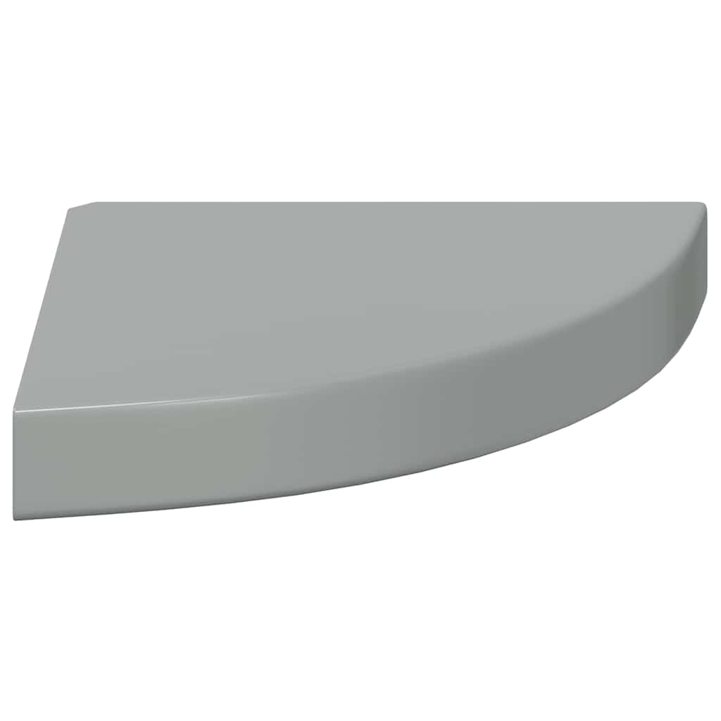 Plutajuće kutne police 2 kom sjajne sive 25 x 25 x 3,8 cm MDF
