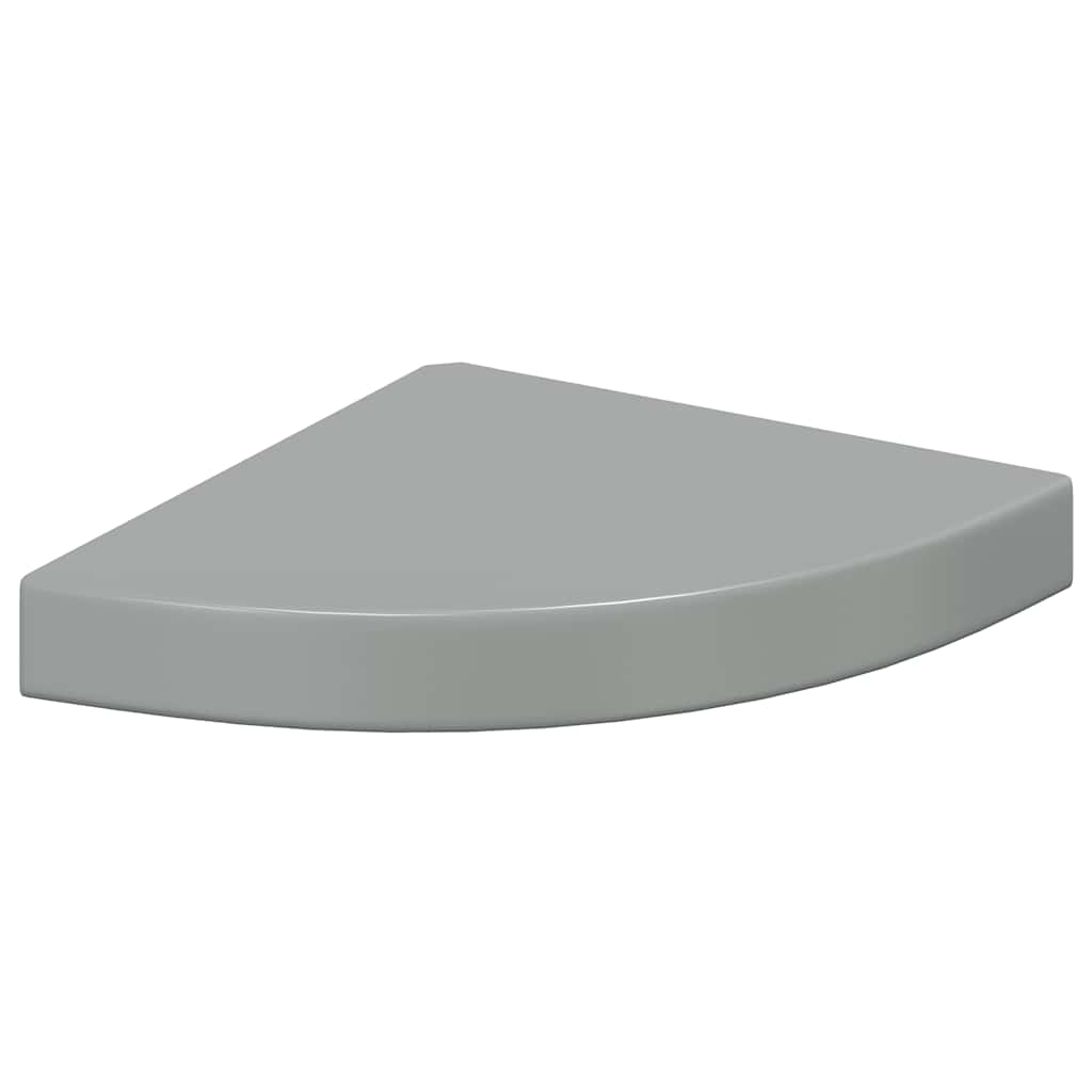 Plutajuće kutne police 4 kom sjajne sive 25 x 25 x 3,8 cm MDF
