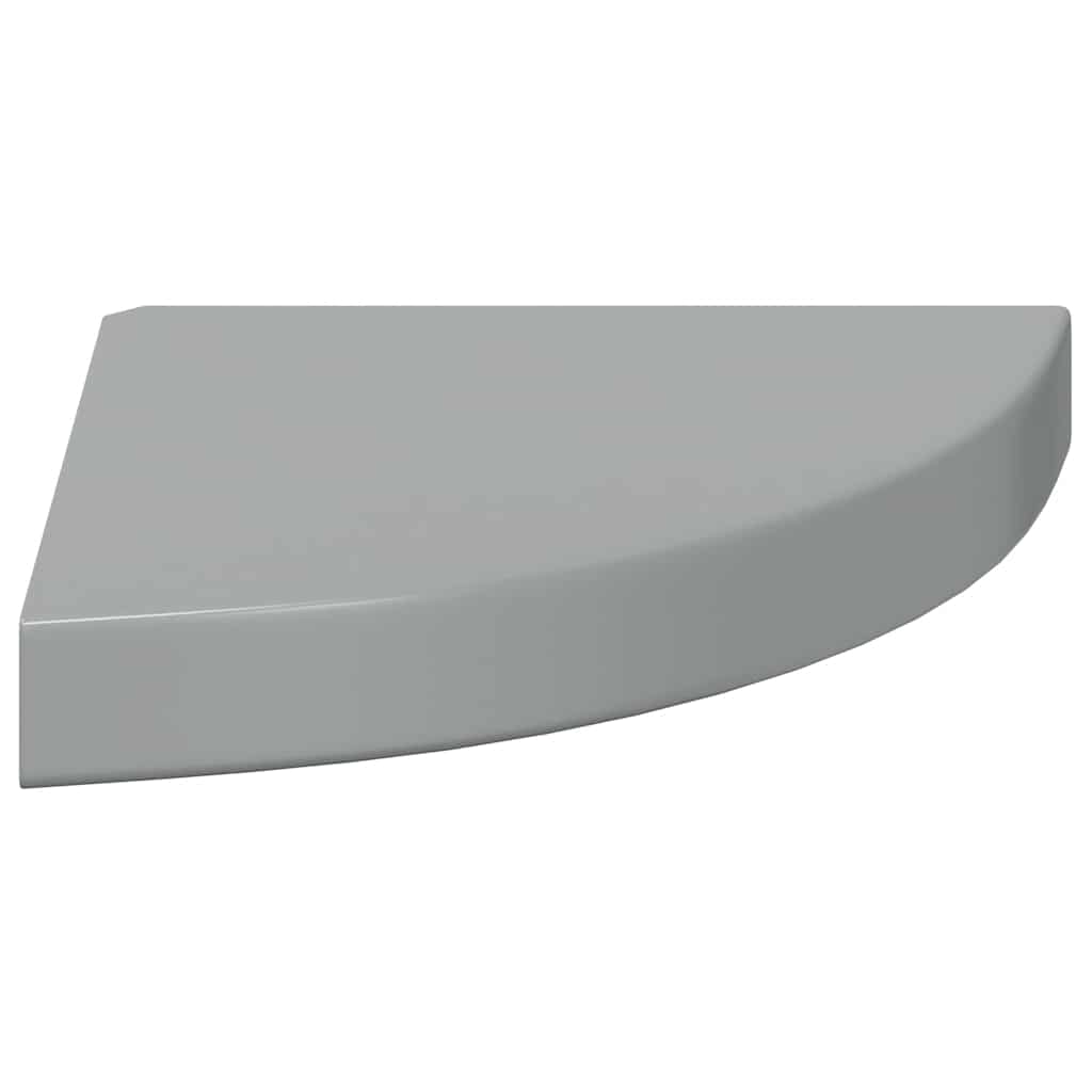 Plutajuće kutne police 4 kom sjajne sive 25 x 25 x 3,8 cm MDF