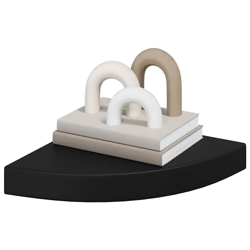 Plutajuća kutna polica crna 25 x 25 x 3,8 cm MDF