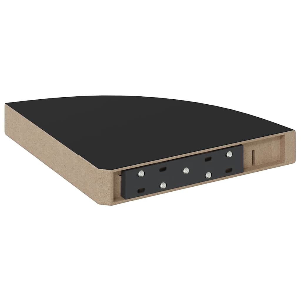 Plutajuće kutne police 2 kom crne 25 x 25 x 3,8 cm MDF