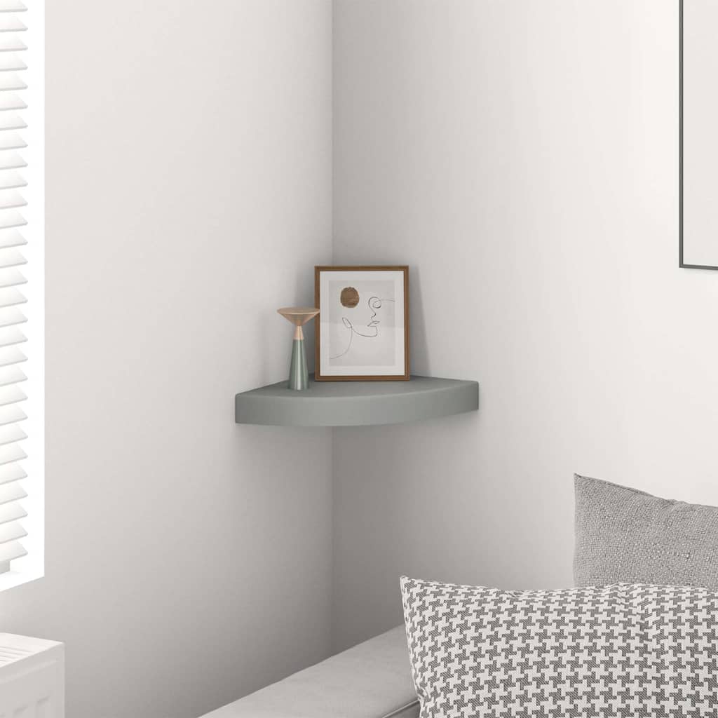 Plutajuća kutna polica siva 25 x 25 x 3,8 cm MDF