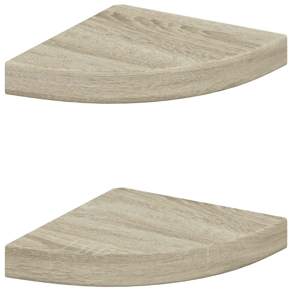 Plutajuće kutne police 2 kom boja hrasta 25 x 25 x 3,8 cm MDF