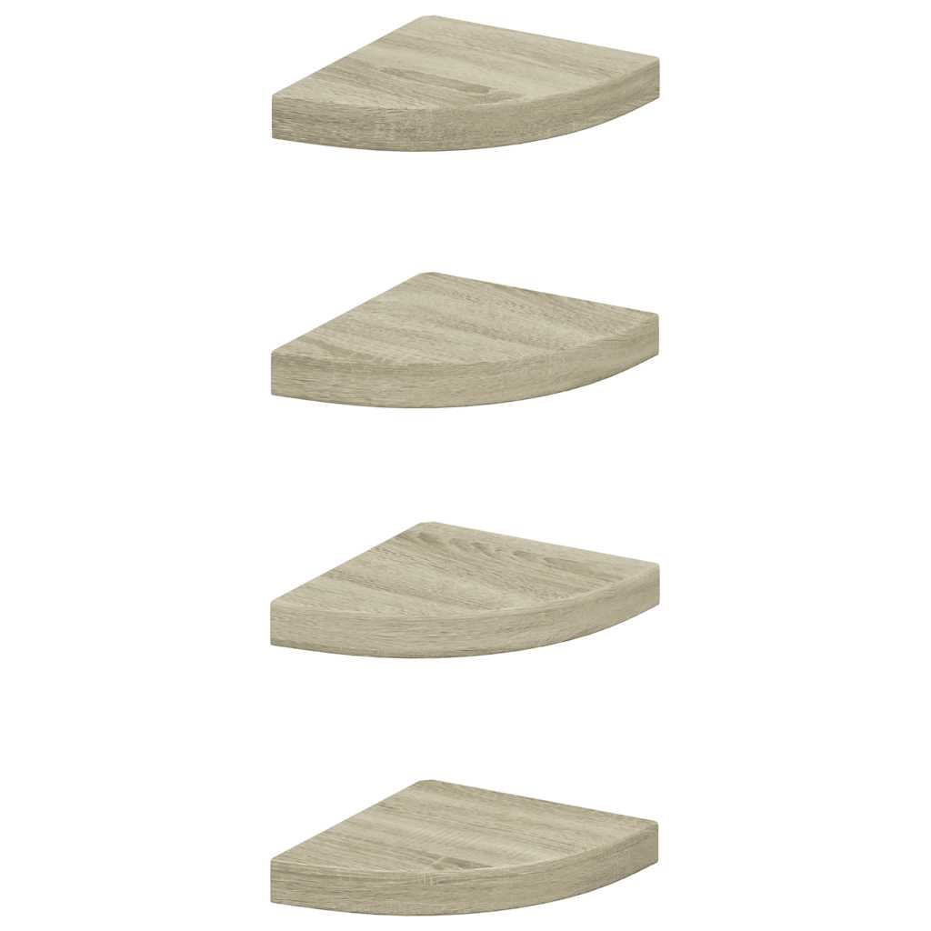 Plutajuće kutne police 4 kom boja hrasta 25 x 25 x 3,8 cm MDF