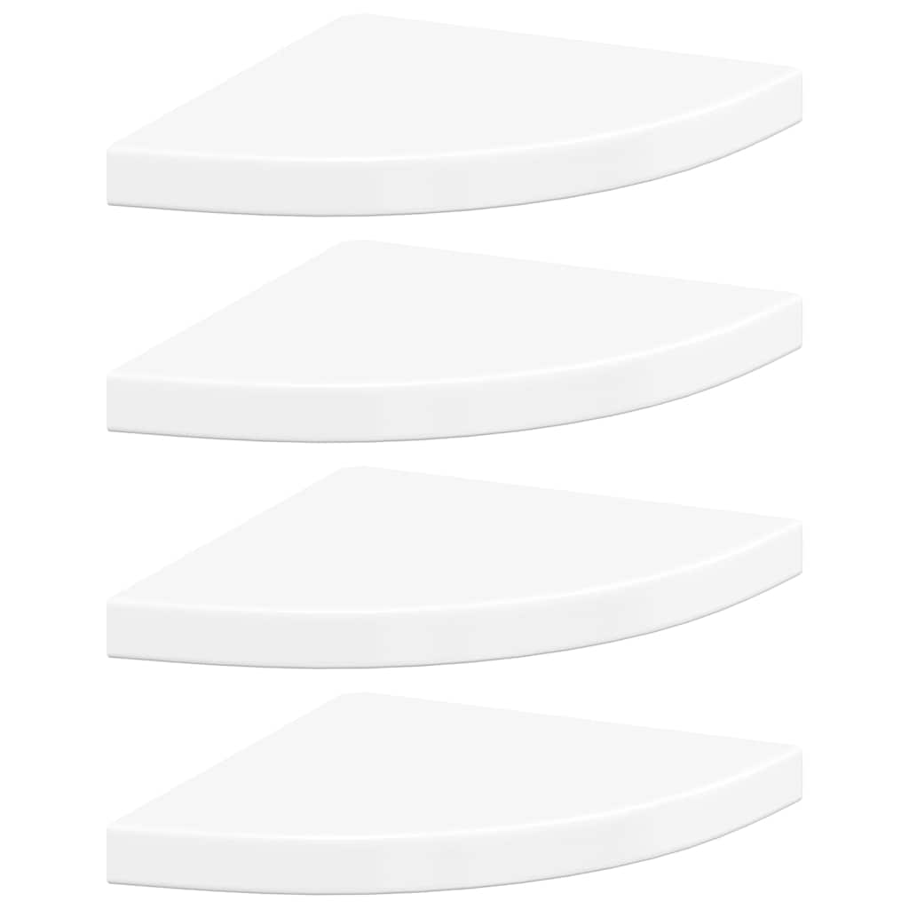 323909  Floating Corner Shelves 4 pcs High Gloss White 35x35x3,8 cm MDF