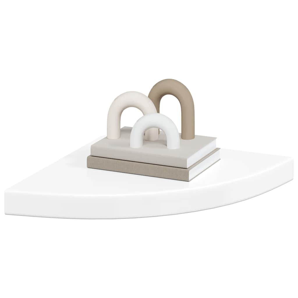 323909  Floating Corner Shelves 4 pcs High Gloss White 35x35x3,8 cm MDF