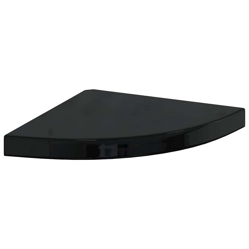 Plutajuće kutne police 2 kom sjajne crne 35 x 35 x 3,8 cm MDF