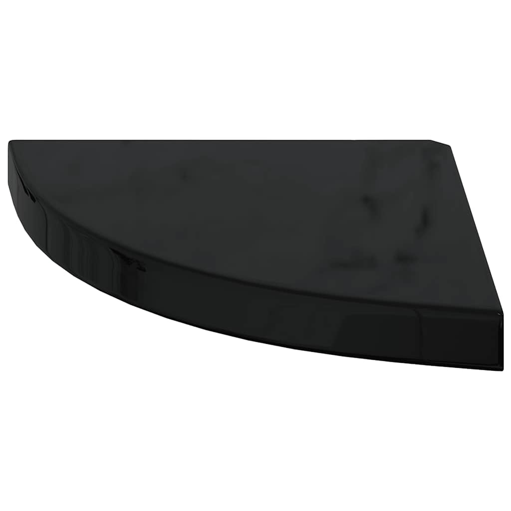 Plutajuće kutne police 2 kom sjajne crne 35 x 35 x 3,8 cm MDF