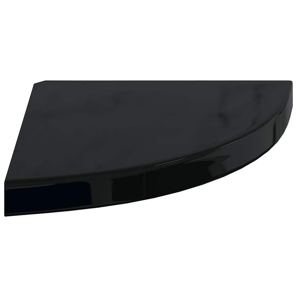 Plutajuće kutne police 2 kom sjajne crne 35 x 35 x 3,8 cm MDF