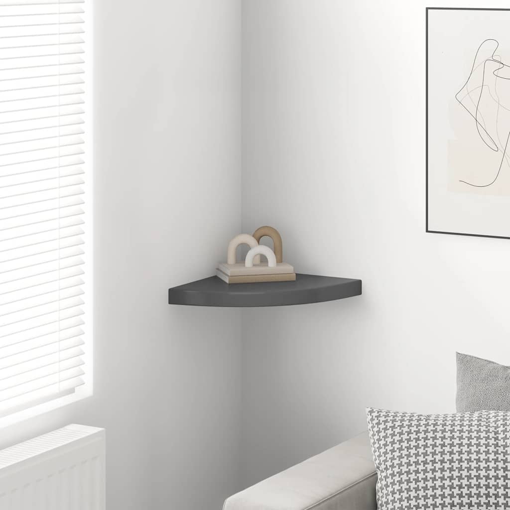 323913  Floating Corner Shelf High Gloss Grey 35x35x3,8 cm MDF
