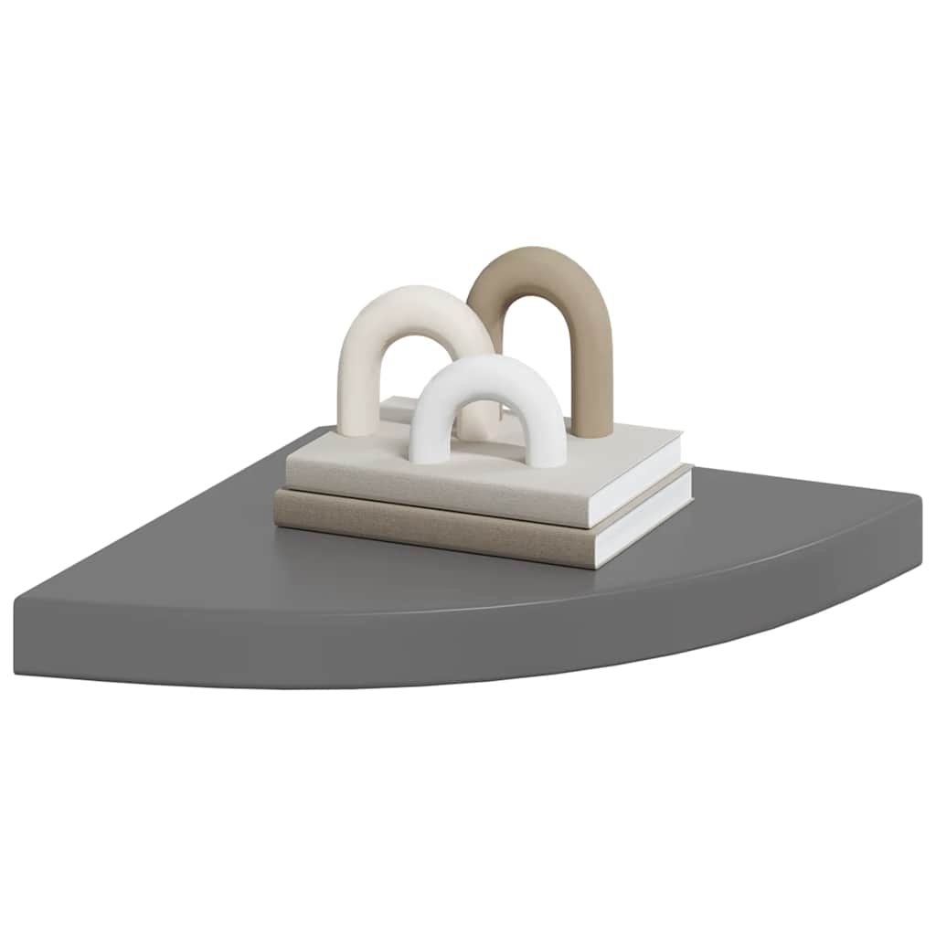 323913  Floating Corner Shelf High Gloss Grey 35x35x3,8 cm MDF