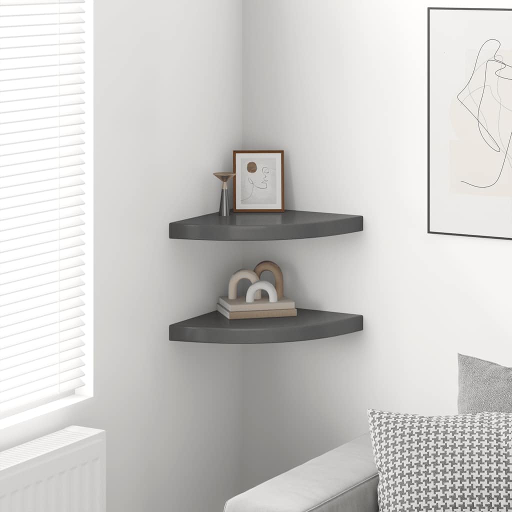 Plutajuće kutne police 2 kom sjajne sive 35 x 35 x 3,8 cm MDF
