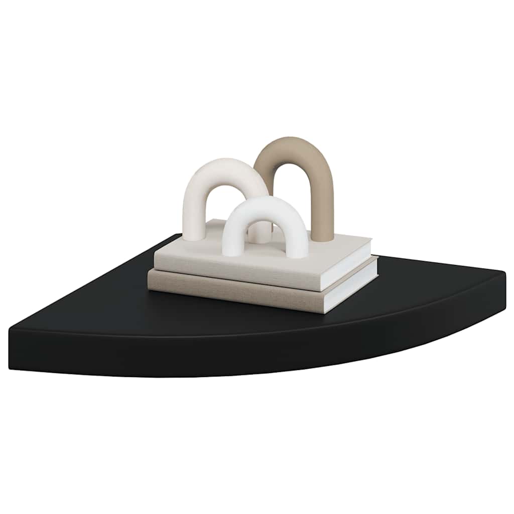 Plutajuća kutna polica crna 35 x 35 x 3,8 cm MDF