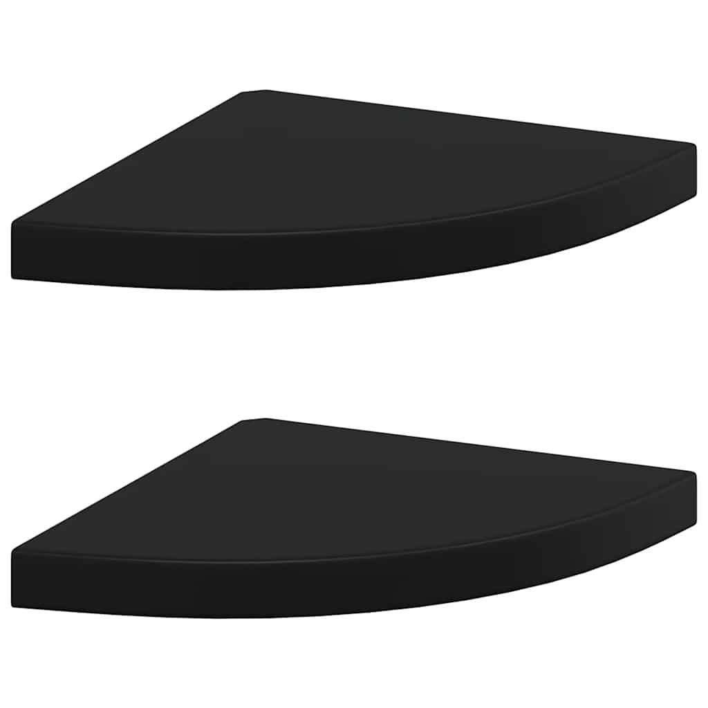 Plutajuće kutne police 2 kom crne 35 x 35 x 3,8 cm MDF