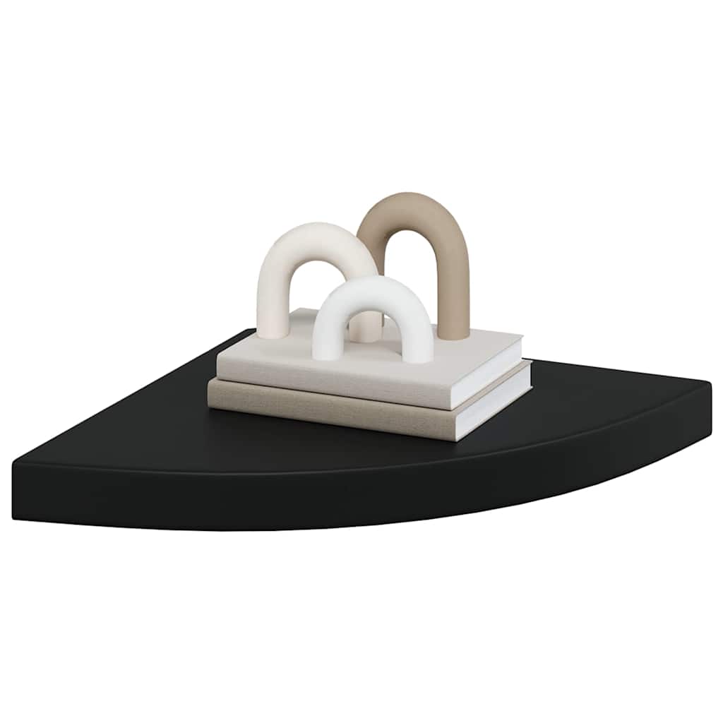 Plutajuće kutne police 2 kom crne 35 x 35 x 3,8 cm MDF