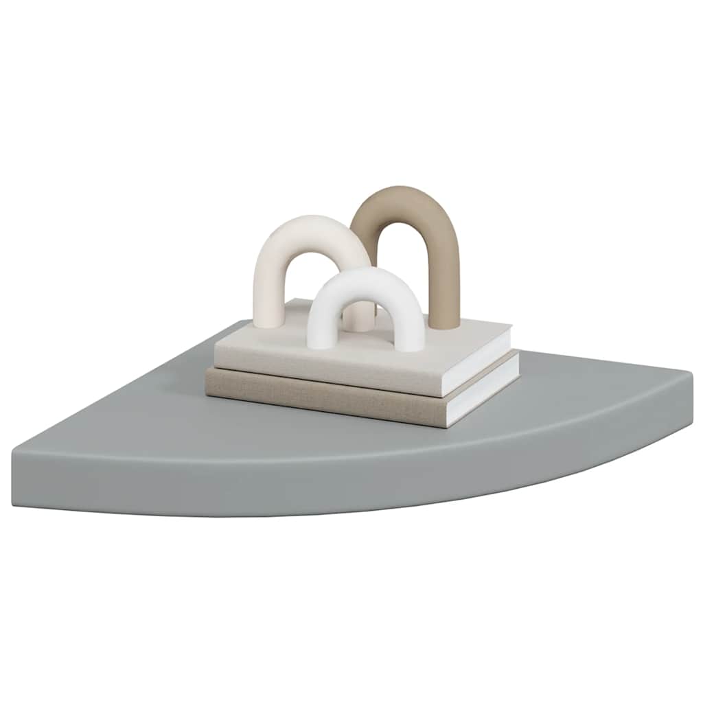 Plutajuće kutne police 2 kom sive 35 x 35 x 3,8 cm MDF