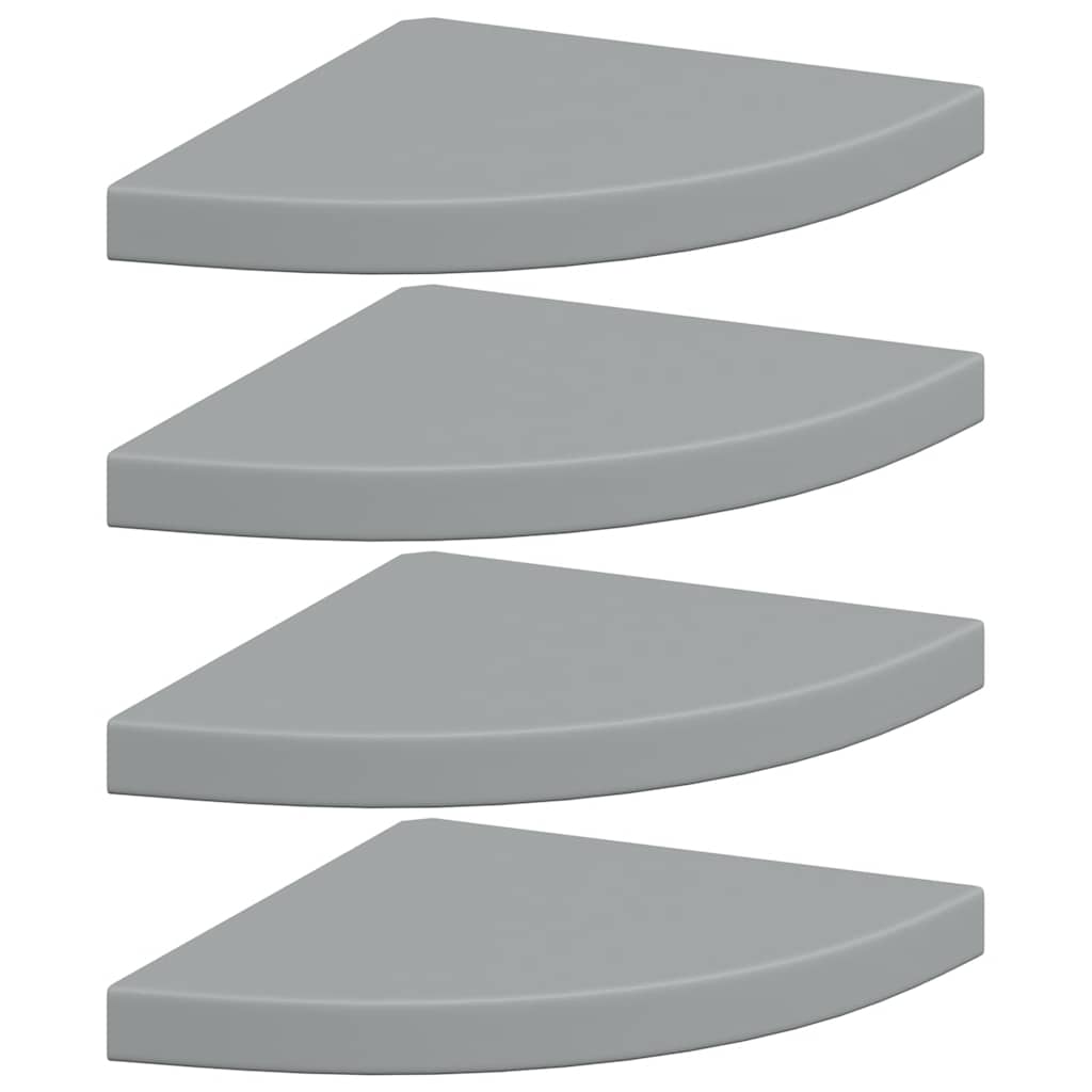 Plutajuće kutne police 4 kom sive 35 x 35 x 3,8 cm MDF