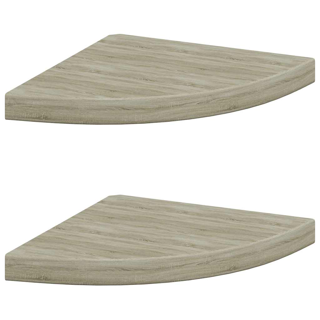 Plutajuće kutne police 2 kom boja hrasta 35 x 35 x 3,8 cm MDF