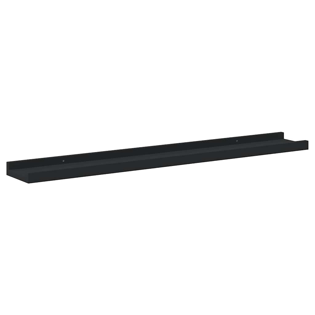 Zidne police za fotografije 2 kom crne 80 x 9 x 3 cm MDF