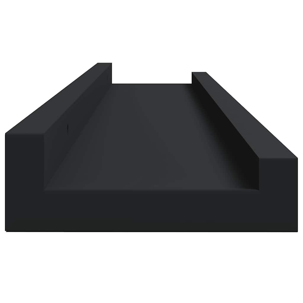 Zidne police za fotografije 2 kom crne 80 x 9 x 3 cm MDF
