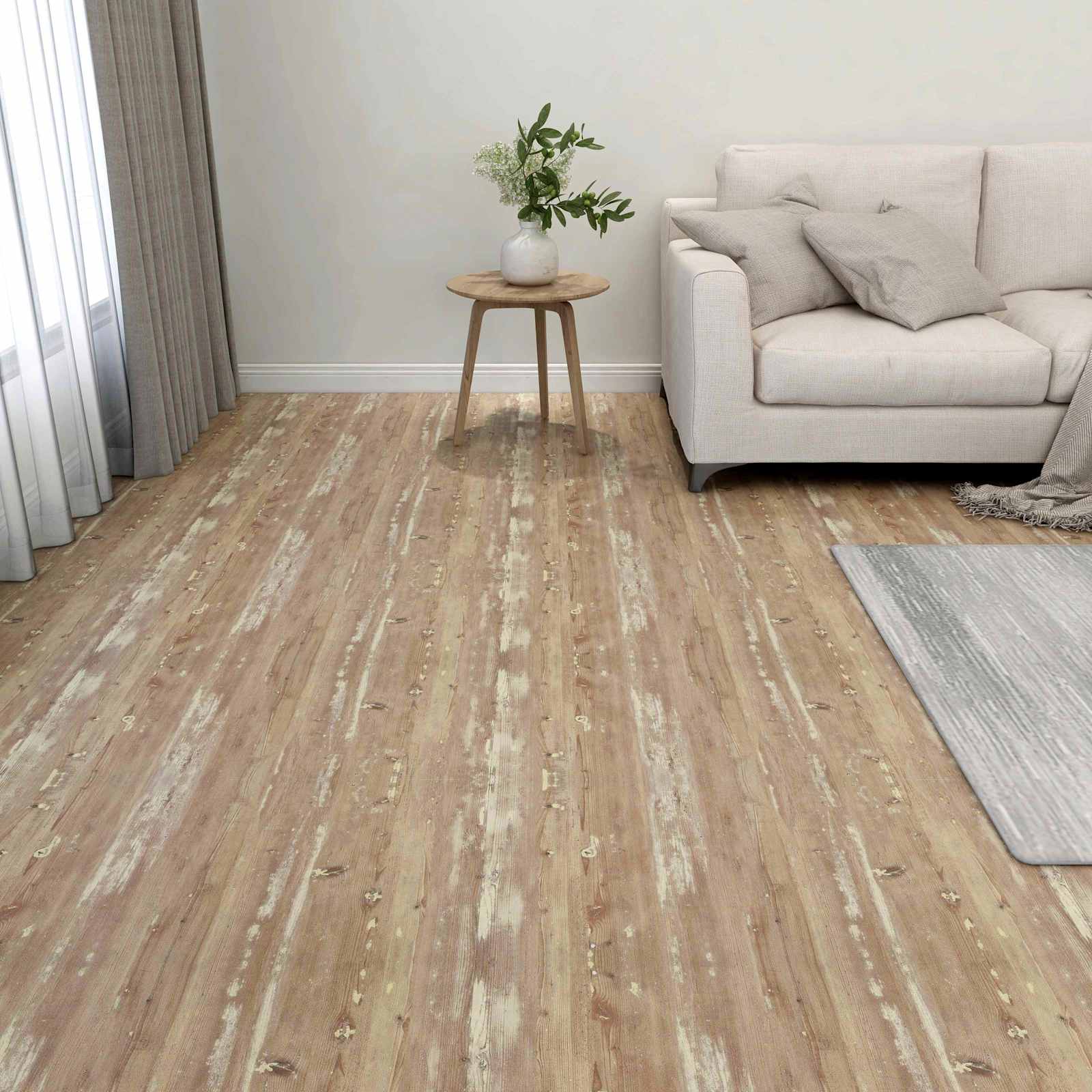 Podne daske 5,11 m² 55 pcs PVC Krem i svijetlo smeđa