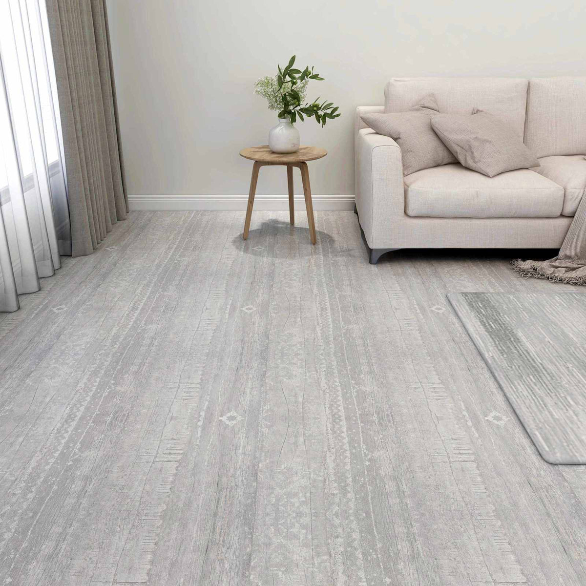 Podne daske 5,11 m² 55 pcs PVC Svijetlo siva i bijela.